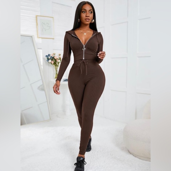 SHEIN SXY Rib-Knit Drawstring Leggings - Picture 3 of 6